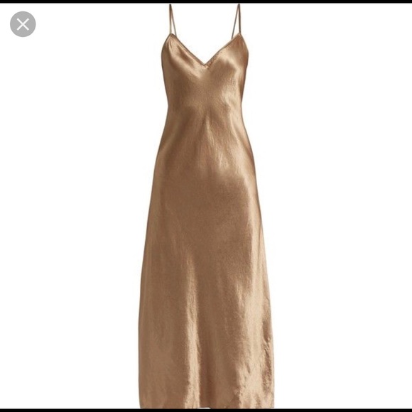 satin slip dress gold
